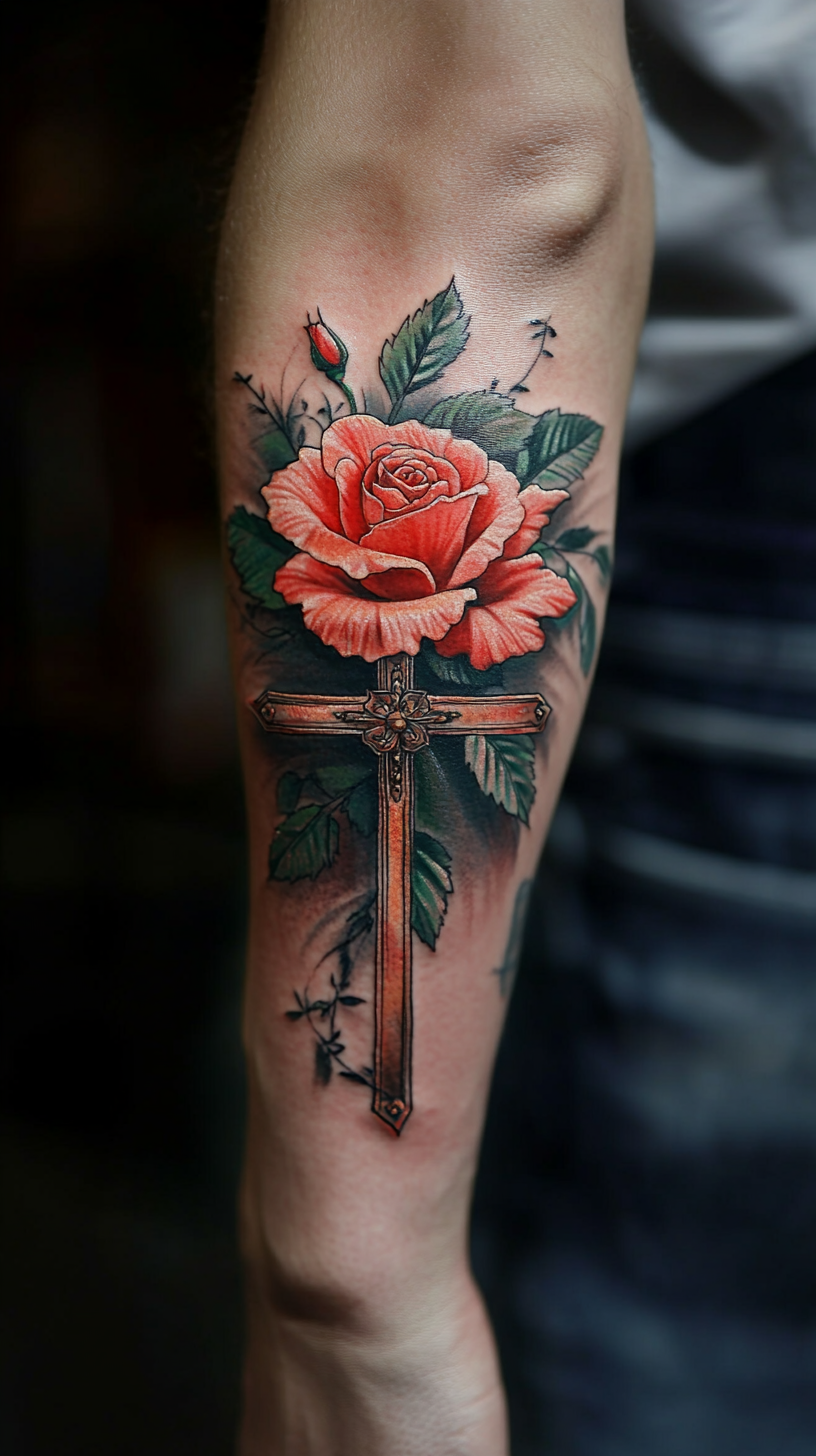 Cross with Wings or Roses