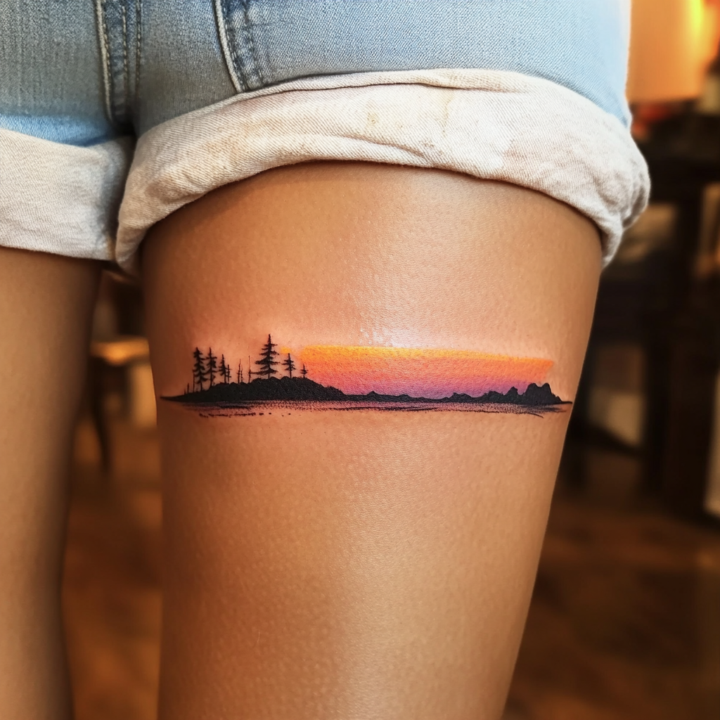 Sunset horizon line tattoos