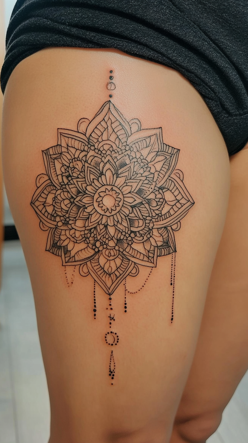 Geometric thigh tattoo