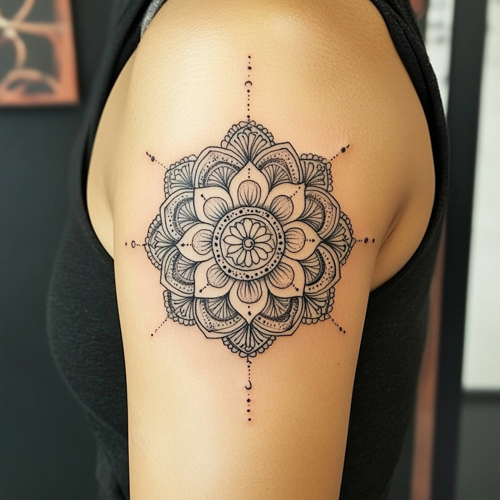 Mandala upper arm tattoos
