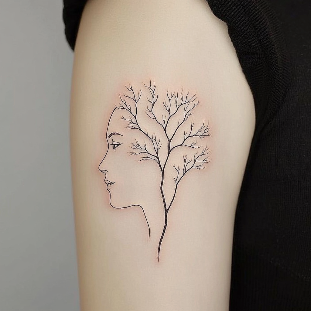 Minimalist upper arm tattoos for women