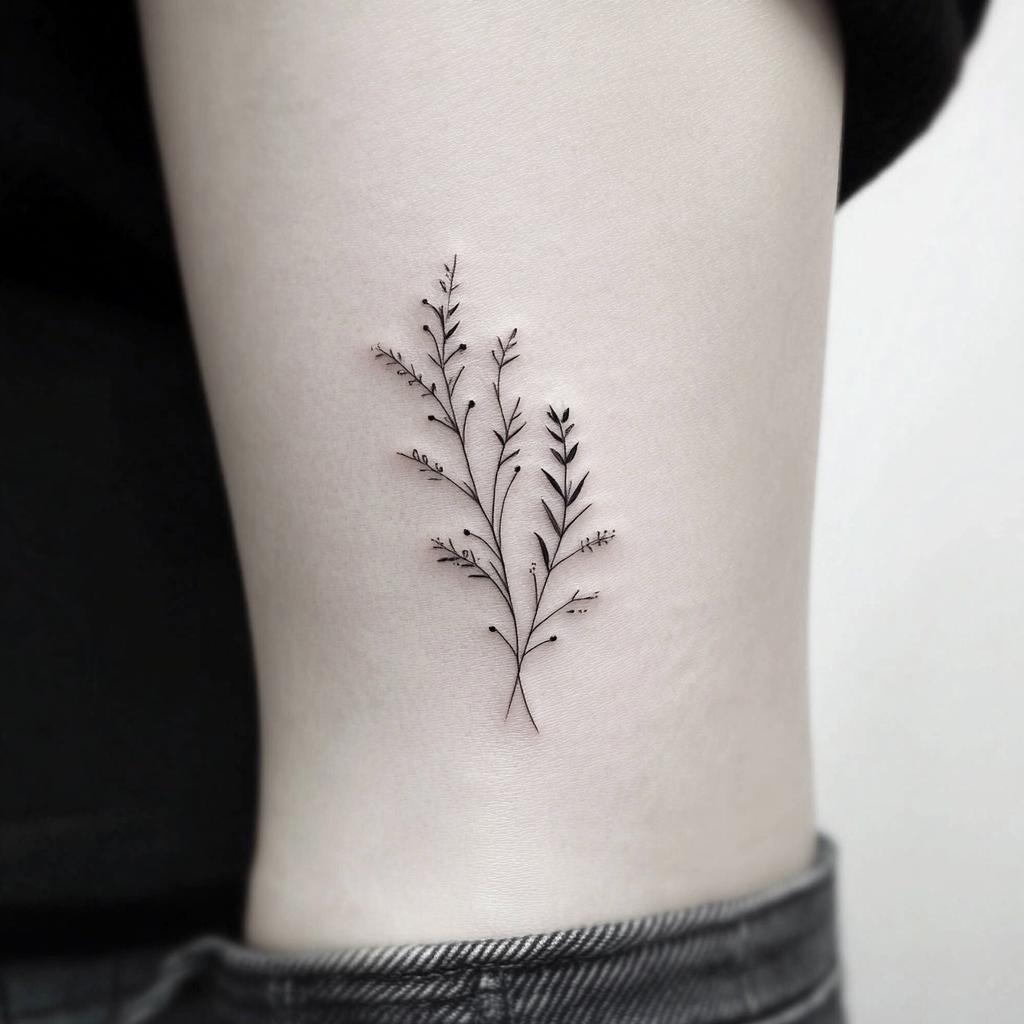 Nature-inspired line work tattoos
