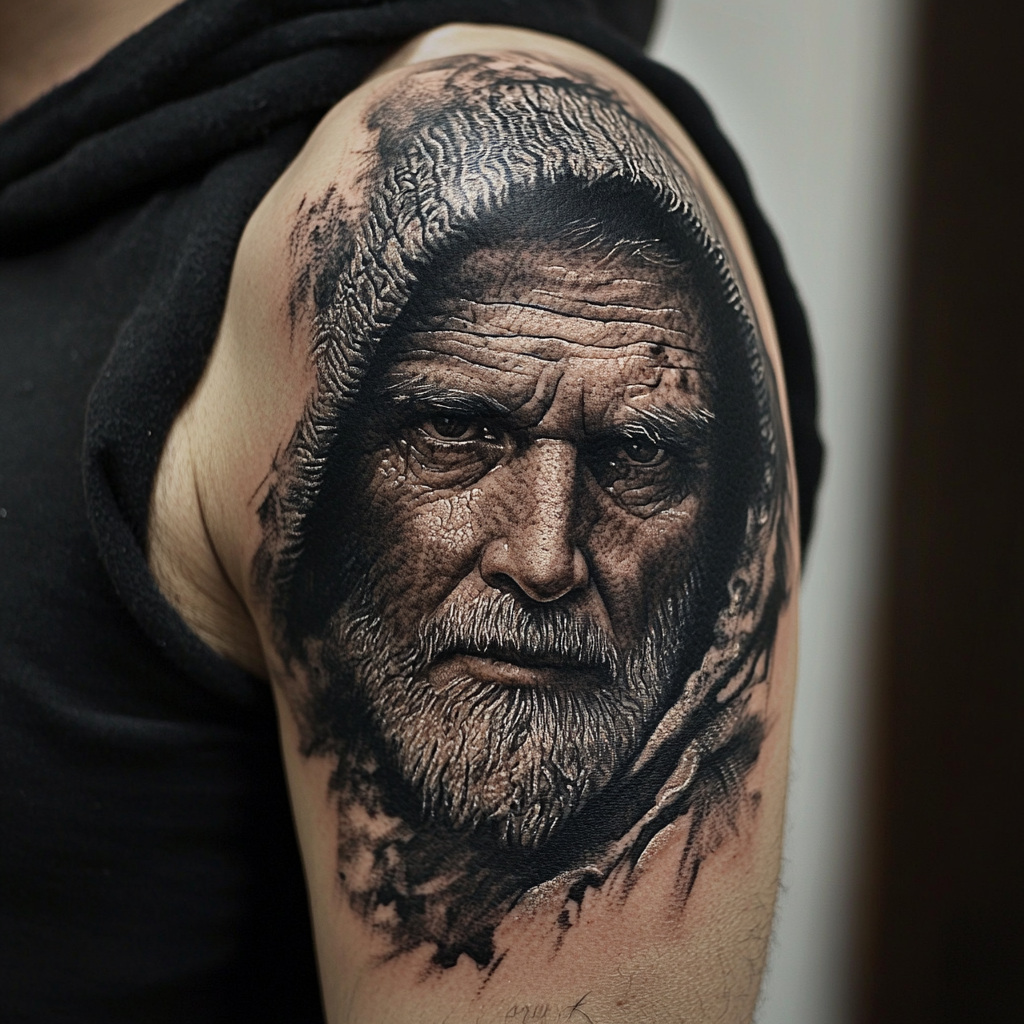 Portrait upper arm tattoos