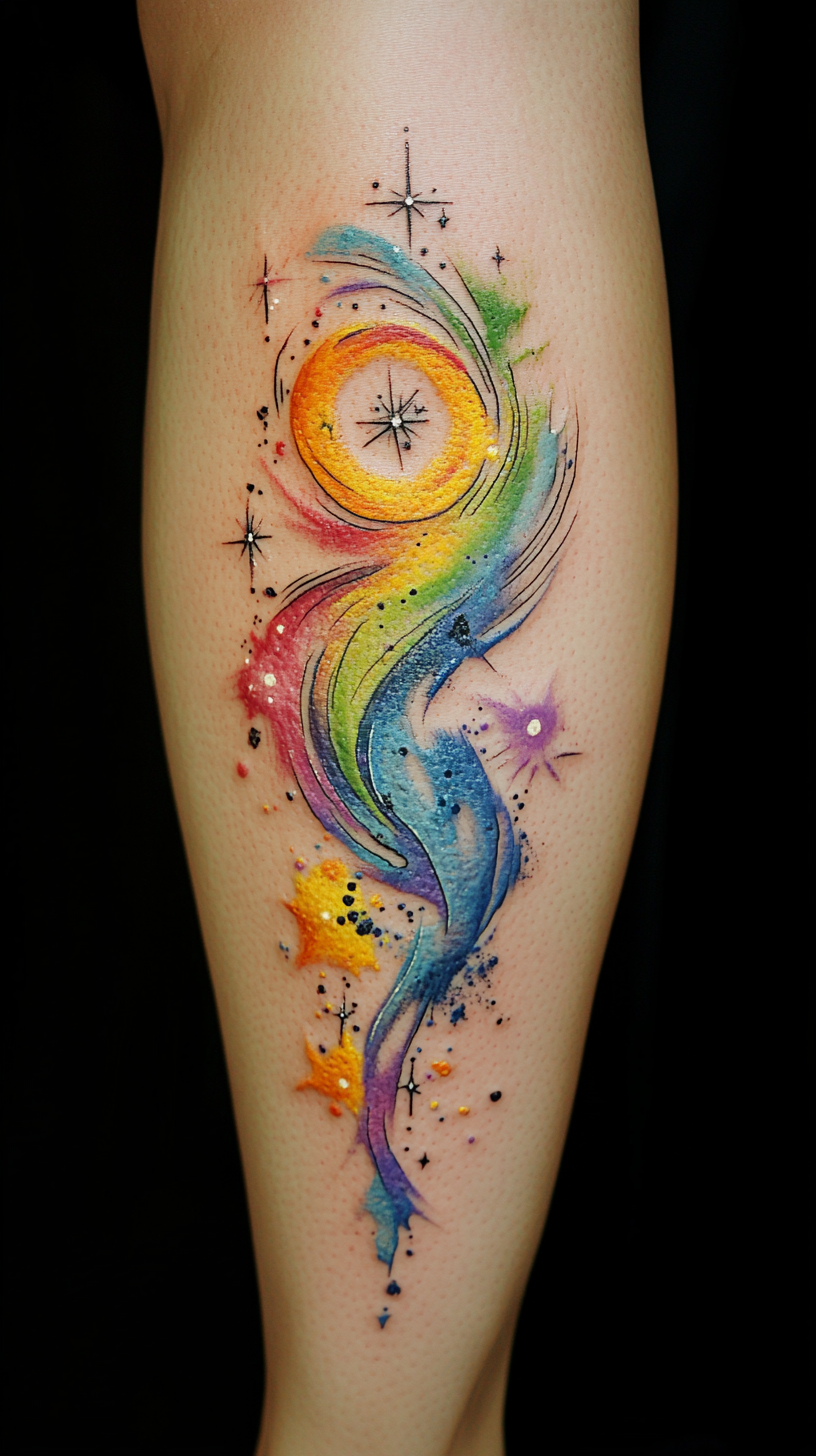 Sun Sign Watercolor Splashes