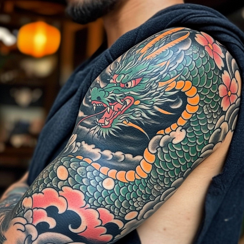 Vibrant color combinations in Japanese dragon tattoos