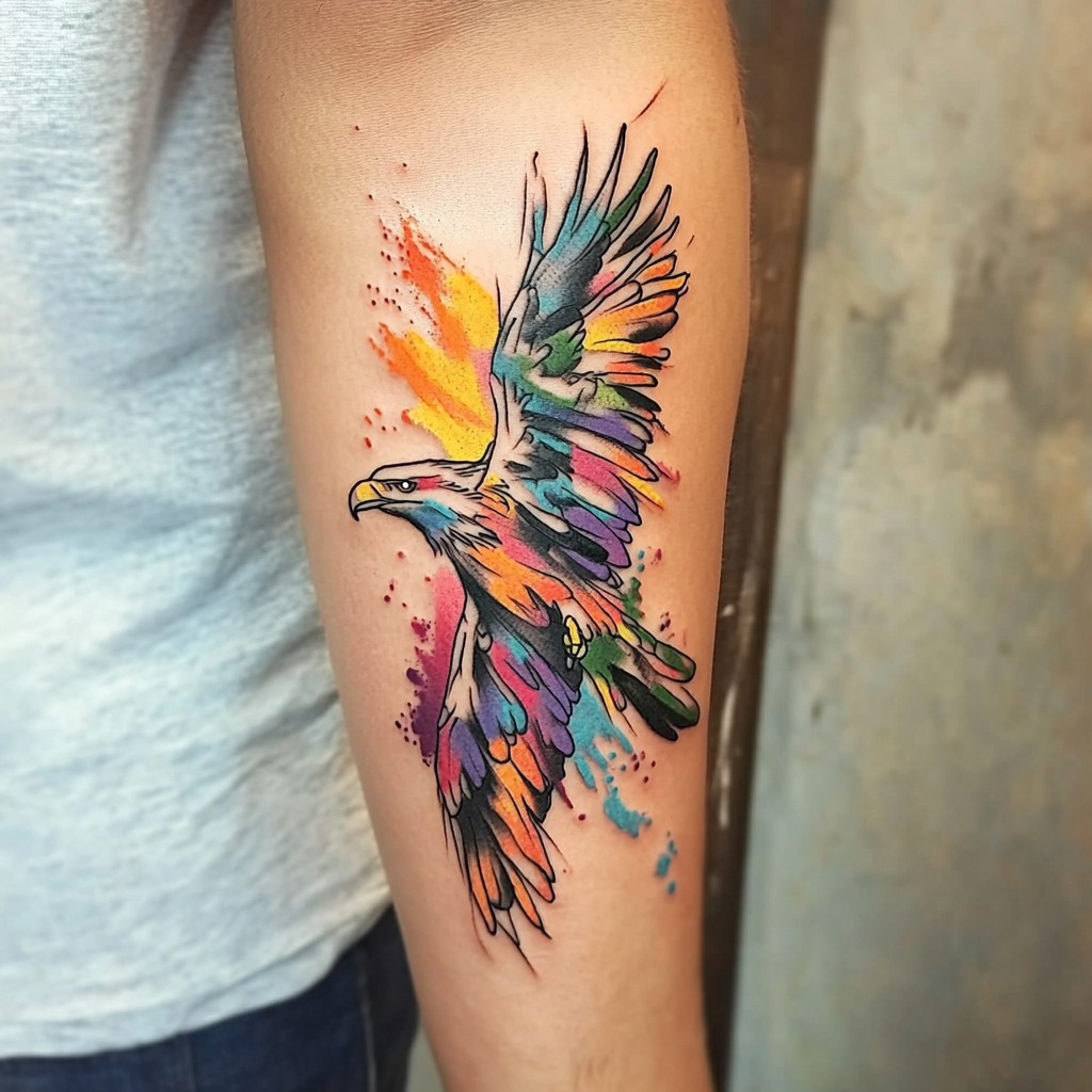 Watercolor eagle tattoos