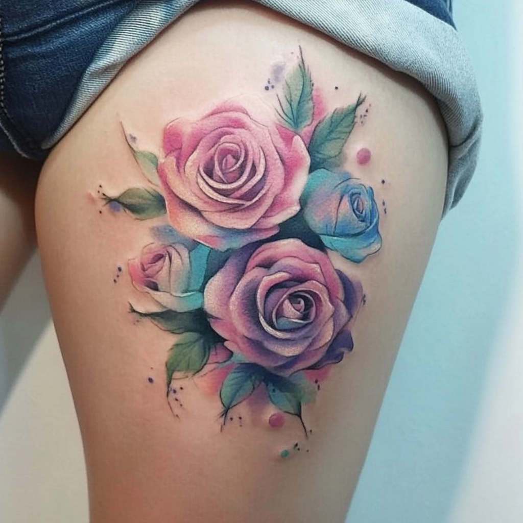 Watercolor rose tattoos
