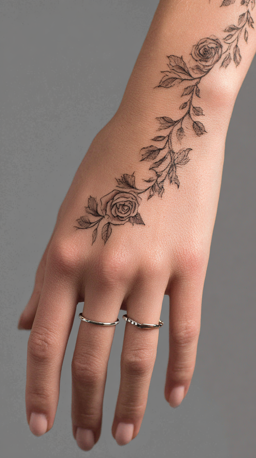 Delicate Floral Hand Tattoos That Embrace Femininity