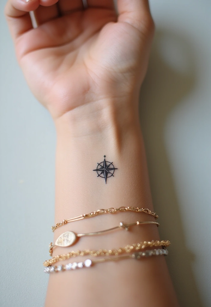 22+ Small Tattoo Ideas For Women: Cute & Meaningful Designs - 15. Tiny Compass