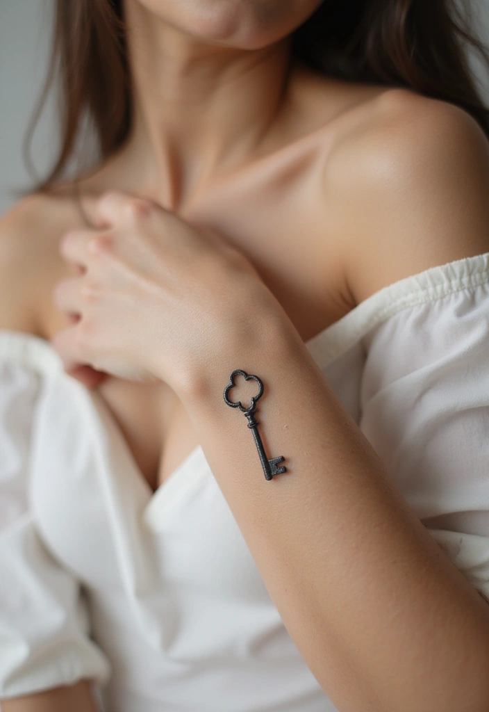 22+ Small Tattoo Ideas For Women: Cute & Meaningful Designs - 20. Tiny Key