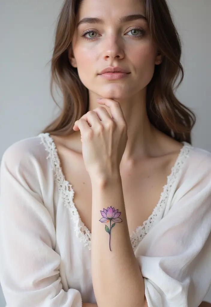 22+ Small Tattoo Ideas For Women: Cute & Meaningful Designs - 5. Simple Lotus Flower