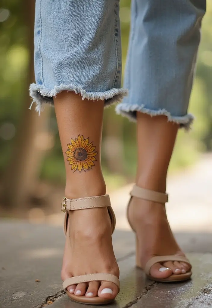 22+ Small Tattoo Ideas For Women: Cute & Meaningful Designs - 6. Tiny Sunflower