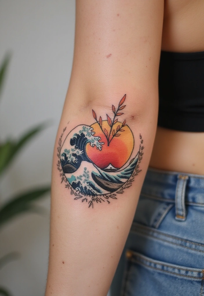 23+ Small Tattoo Ideas Meaningful For Your Next Ink - 22. Minimalist Wave with Heart
