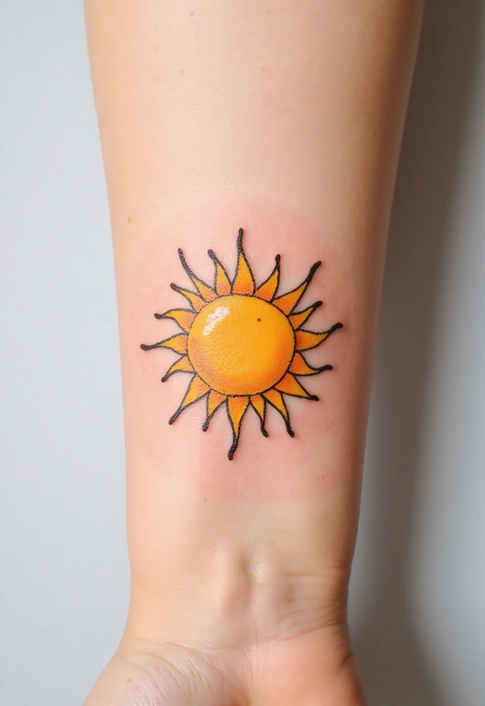 23+ Small Tattoo Ideas Meaningful For Your Next Ink - 23. Tiny Sun