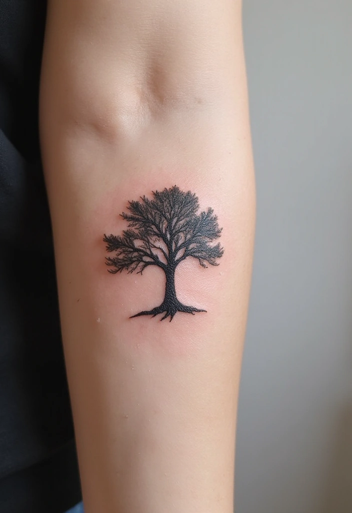 23+ Small Tattoo Ideas Meaningful For Your Next Ink - 8. Minimalist Tree Silhouette