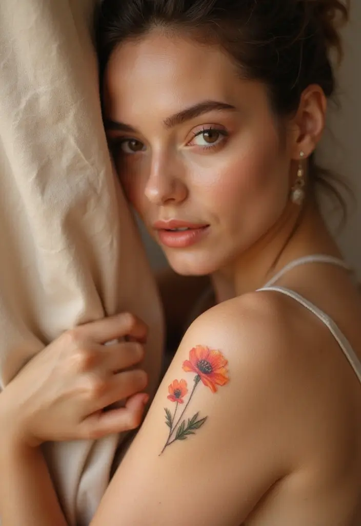 25+ Small Tattoo Ideas For Women: Simple Arm Placement - 13. Tiny Poppy