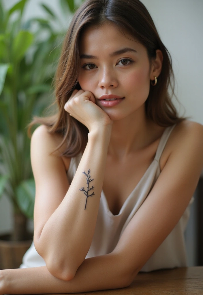 25+ Small Tattoo Ideas For Women: Simple Arm Placement - 14. Minimalist Tree