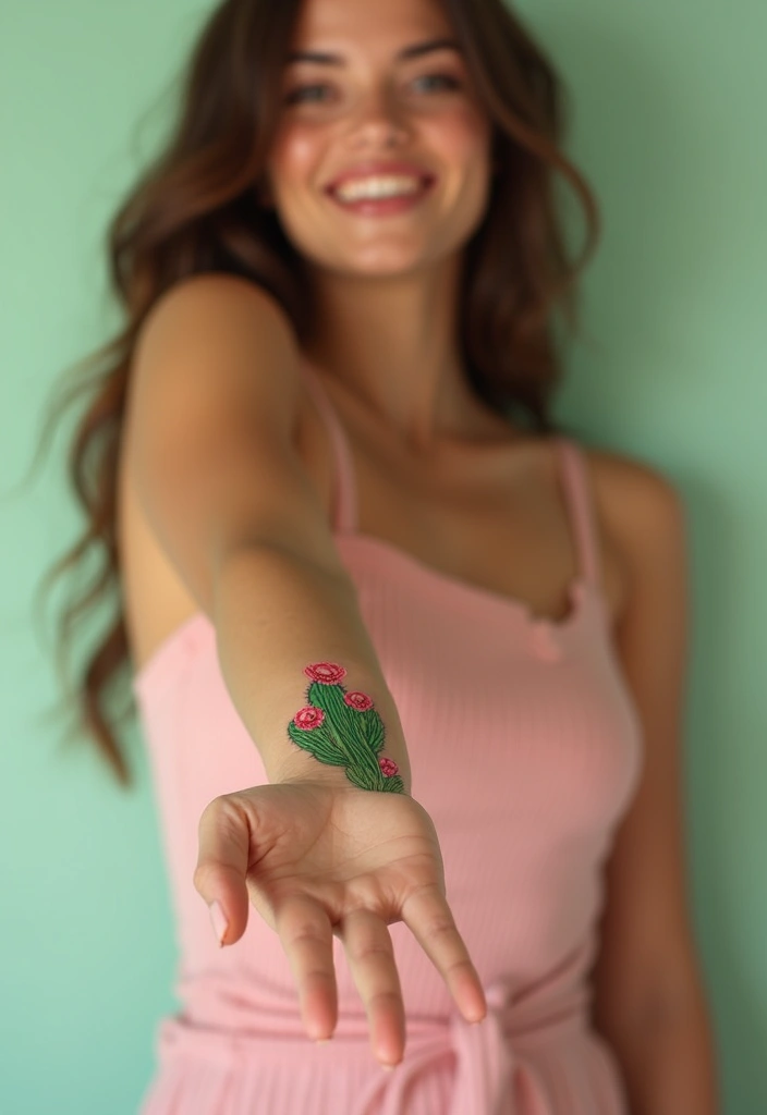 25+ Small Tattoo Ideas For Women: Simple Arm Placement - 15. Tiny Cactus
