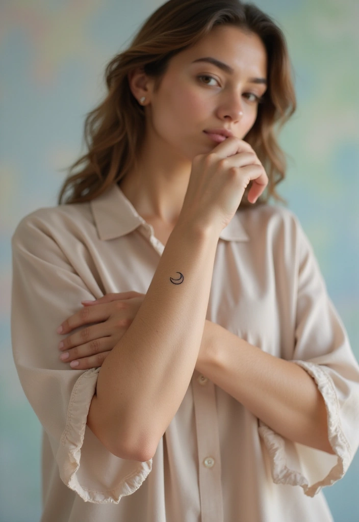 25+ Small Tattoo Ideas For Women: Simple Arm Placement - 19. Tiny Moon