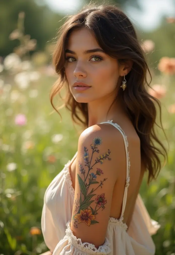 25+ Small Tattoo Ideas For Women: Simple Arm Placement - 2. Delicate Wildflower