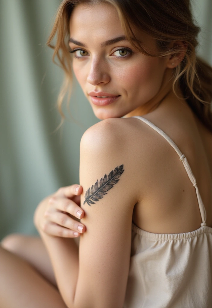 25+ Small Tattoo Ideas For Women: Simple Arm Placement - 23. Simple Feather