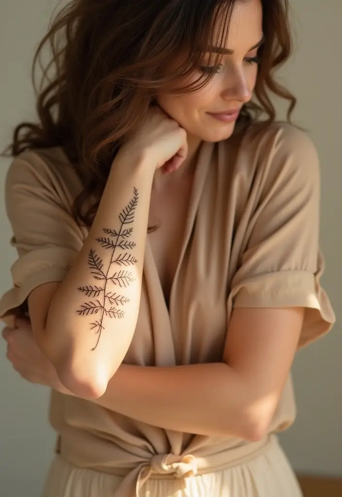 25+ Small Tattoo Ideas For Women: Simple Arm Placement - 9. Elegant Fern