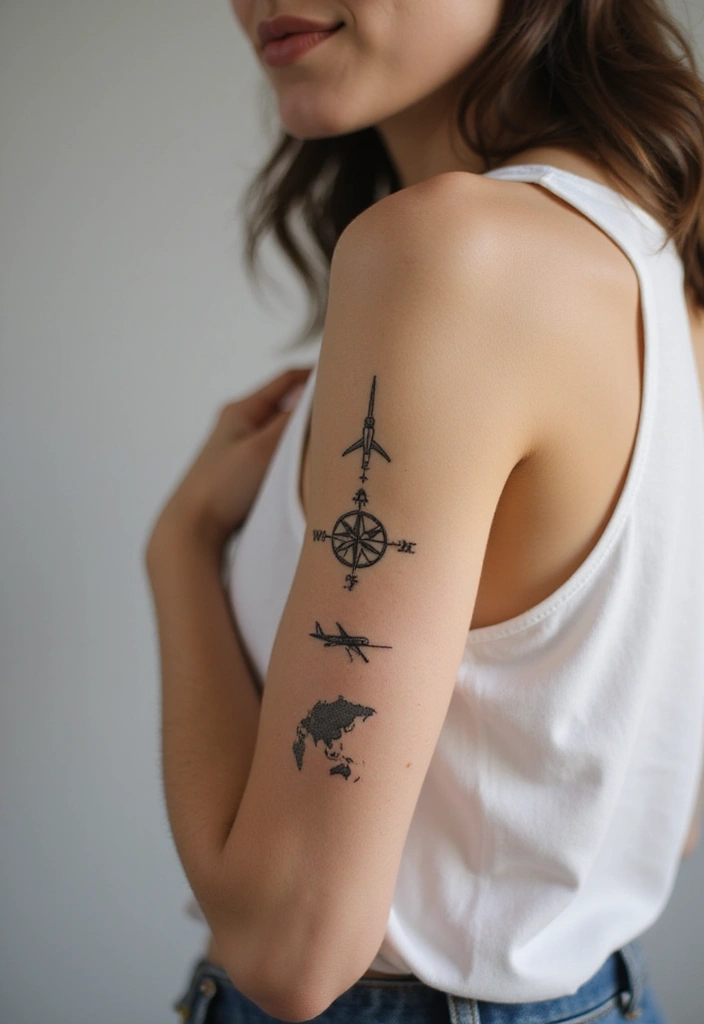 26+ Tattoos For Women Arm: Unique & Stylish Choices - 13. Minimalist Travel Tattoos