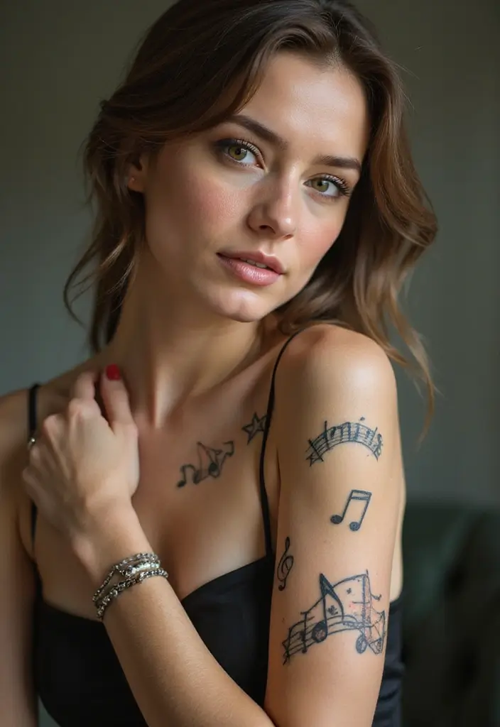 26+ Tattoos For Women Arm: Unique & Stylish Choices - 14. Music-Inspired Tattoos