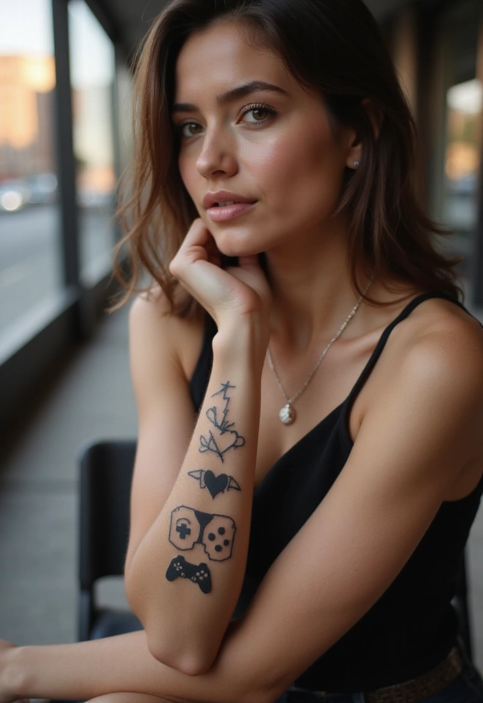 26+ Tattoos For Women Arm: Unique & Stylish Choices - 23. Minimalist Gaming Tattoos