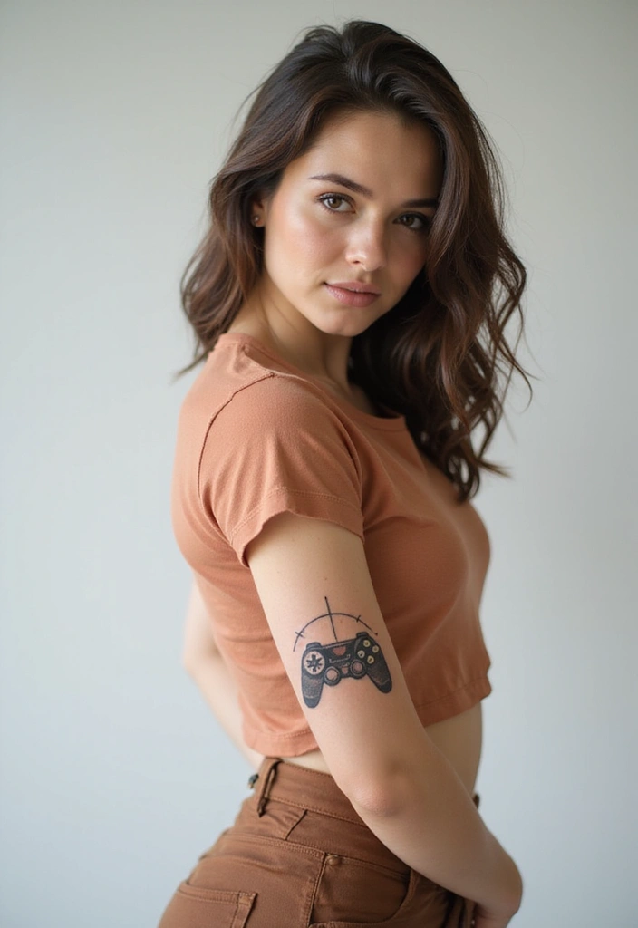 26+ Tattoos For Women Arm: Unique & Stylish Choices - 25. Minimalist Game Controller Tattoos