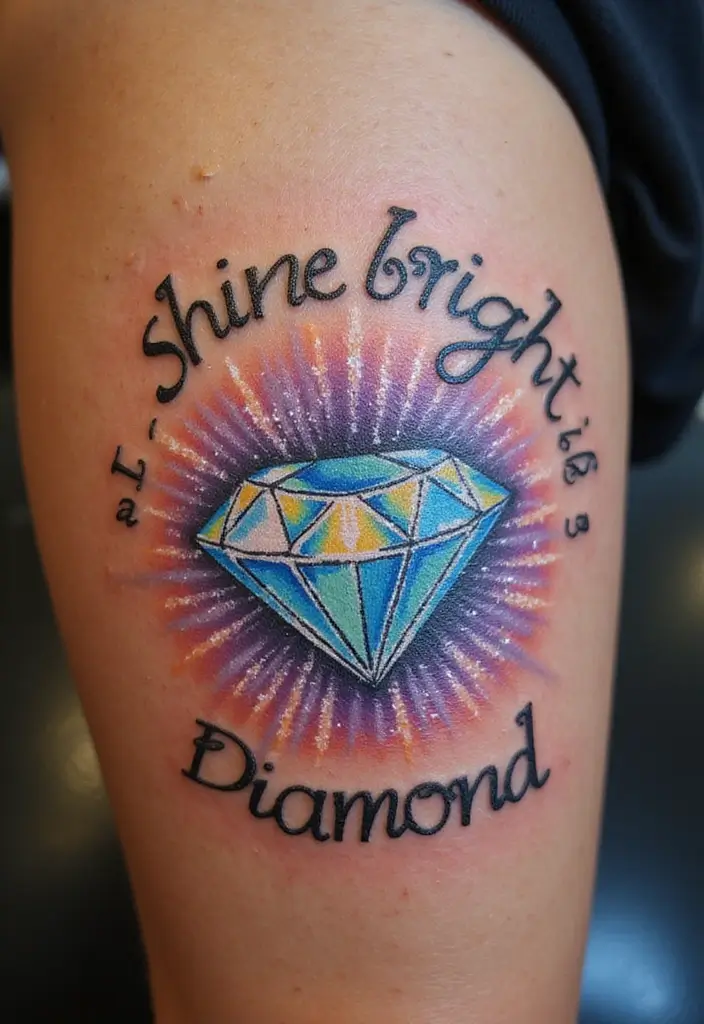 27+ Quote Tattoos For Women: Words That Empower & Inspire - 22. 'Shine Bright Like a Diamond'