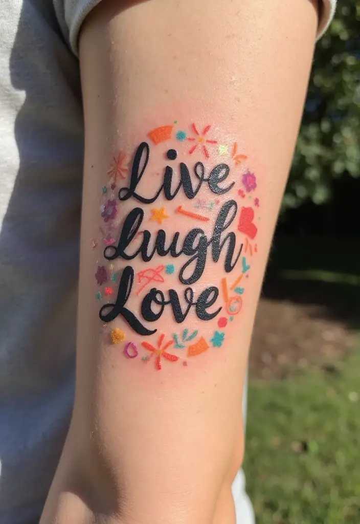 27+ Quote Tattoos For Women: Words That Empower & Inspire - 8. 'Live Laugh Love'