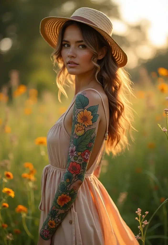 28+ Sleeve Tattoos For Women: Creative Full Arm Designs - 21. Nature's Symphony