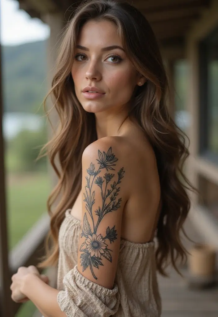 28+ Sleeve Tattoos For Women: Creative Full Arm Designs - 7. Bohemian Blooms