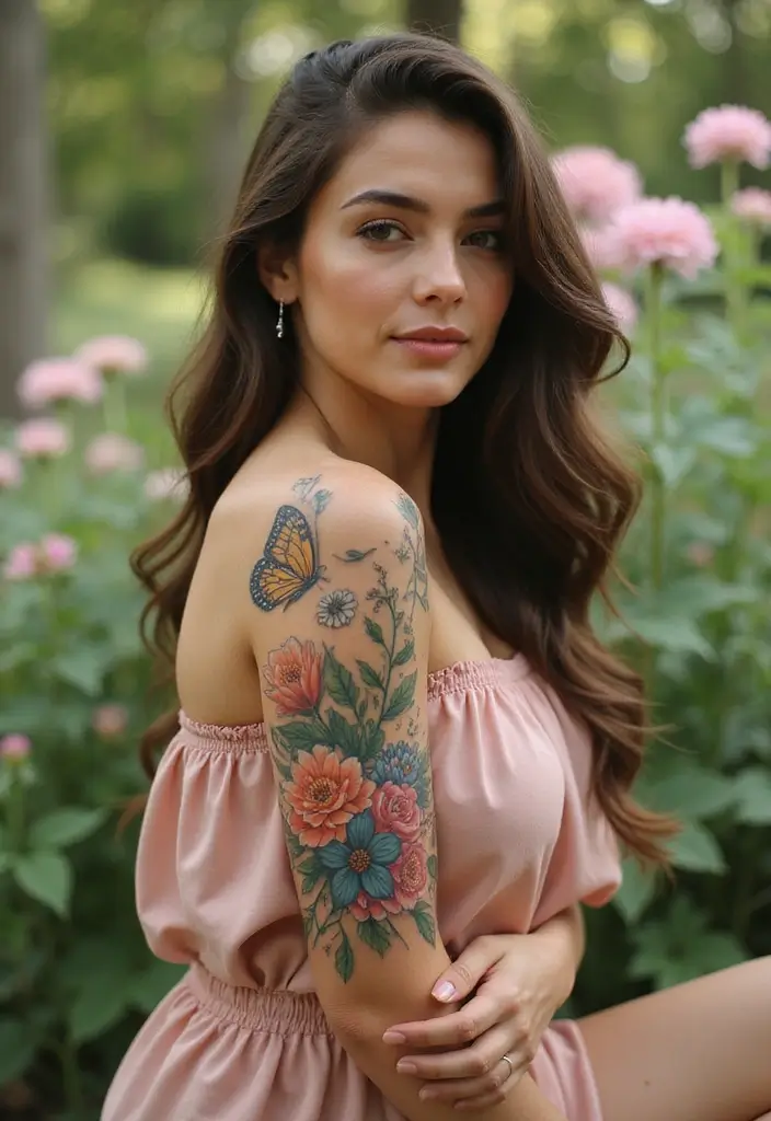 29+ Arm Sleeve Tattoos For Women: Trendy & Bold Ideas - 10. Floral and Animal Fusion