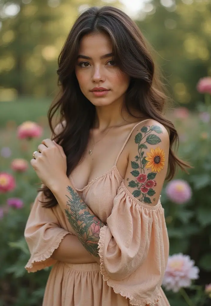 29+ Arm Sleeve Tattoos For Women: Trendy & Bold Ideas - 11. Seasonal Floral Themes