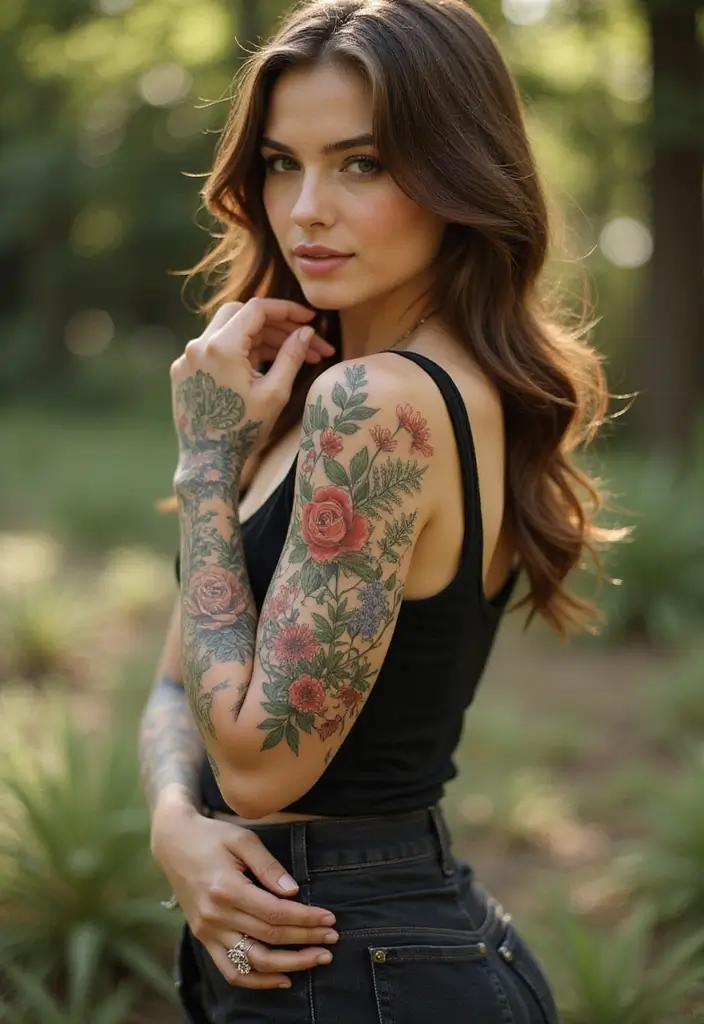 29+ Arm Sleeve Tattoos For Women: Trendy & Bold Ideas - 15. Vintage Botanical Illustrations