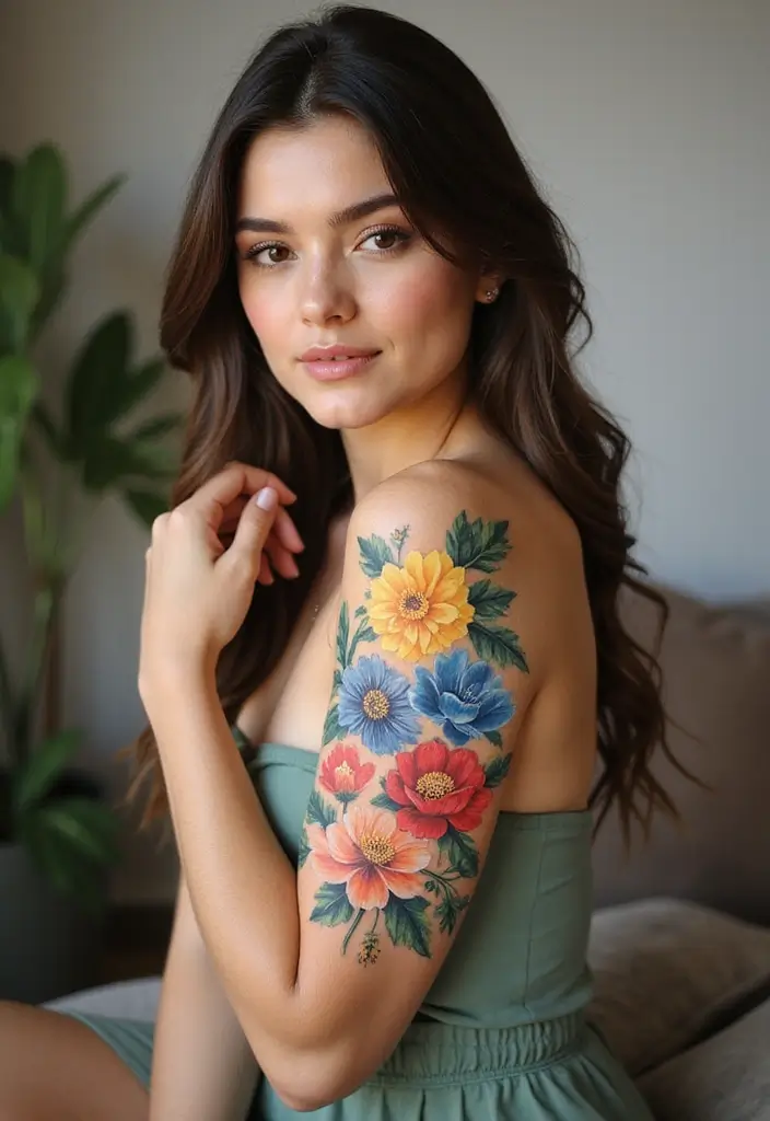 29+ Arm Sleeve Tattoos For Women: Trendy & Bold Ideas - 4. Watercolor Floral Sleeve
