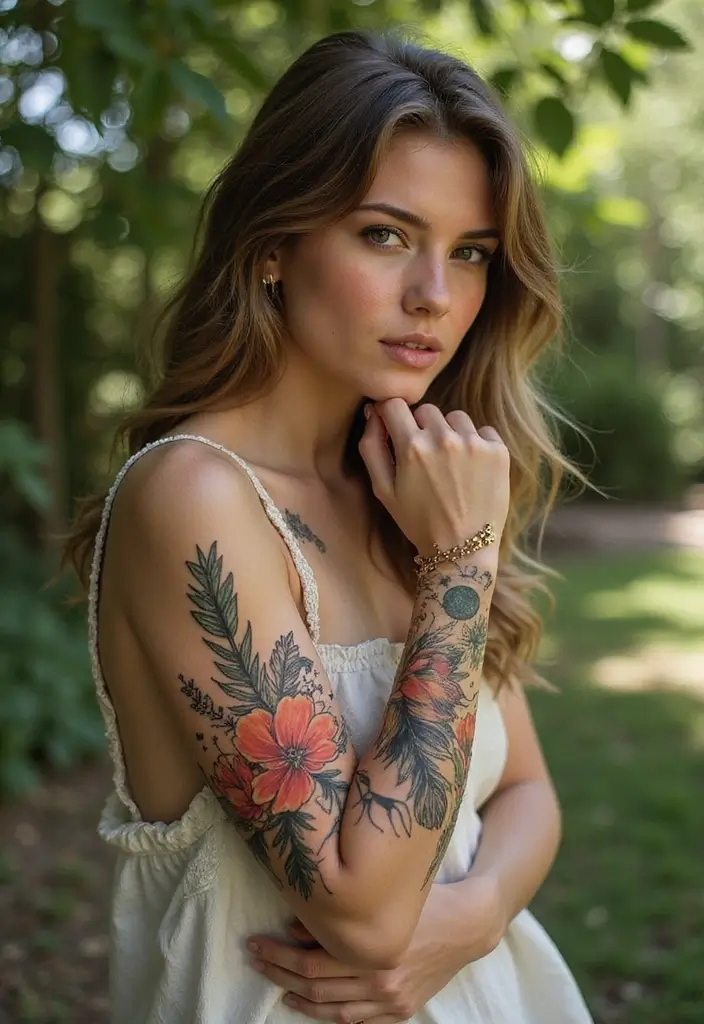 29+ Arm Sleeve Tattoos For Women: Trendy & Bold Ideas - 9. Bohemian Floral Sleeve