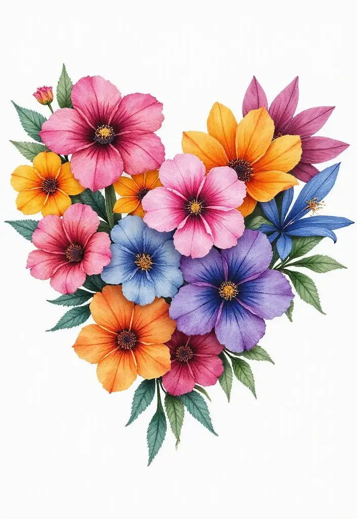 30+ Tattoos For Women Flowers: Feminine & Beautiful Floral Designs - 16. Floral Heart
