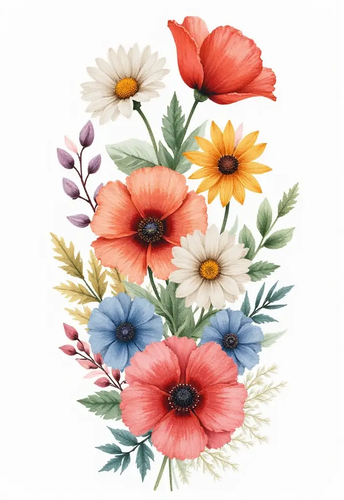 30+ Tattoos For Women Flowers: Feminine & Beautiful Floral Designs - 2. Wildflower Bouquet