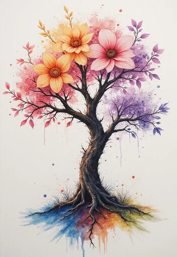 30+ Tattoos For Women Flowers: Feminine & Beautiful Floral Designs - 24. Floral Tree of Life