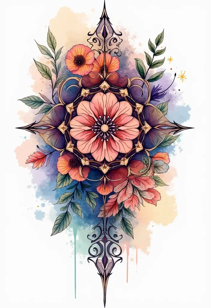 30+ Tattoos For Women Flowers: Feminine & Beautiful Floral Designs - 3. Floral Mandala Fusion