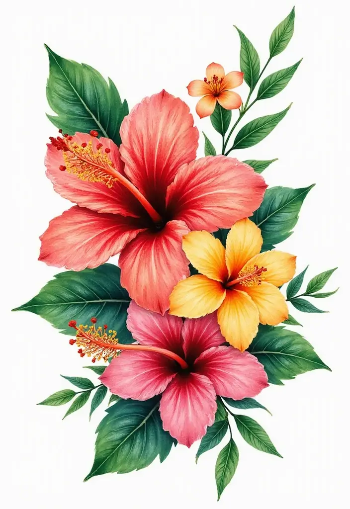 30+ Tattoos For Women Flowers: Feminine & Beautiful Floral Designs - 7. Tropical Flower Paradise