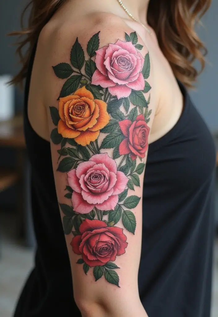 31+ Tattoos For Women Half Sleeve: Stunning Artistic Concepts - 1. Blooming Roses