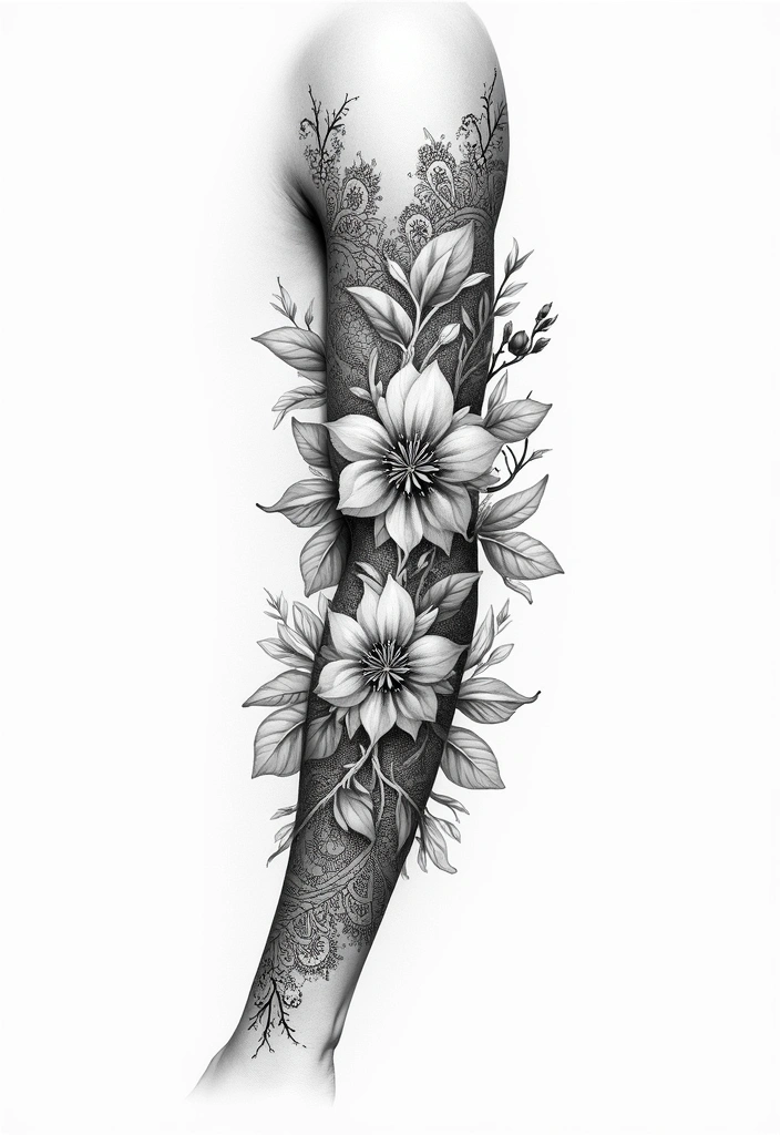 31+ Tattoos For Women Half Sleeve: Stunning Artistic Concepts - 12. Intricate Lace Flowers