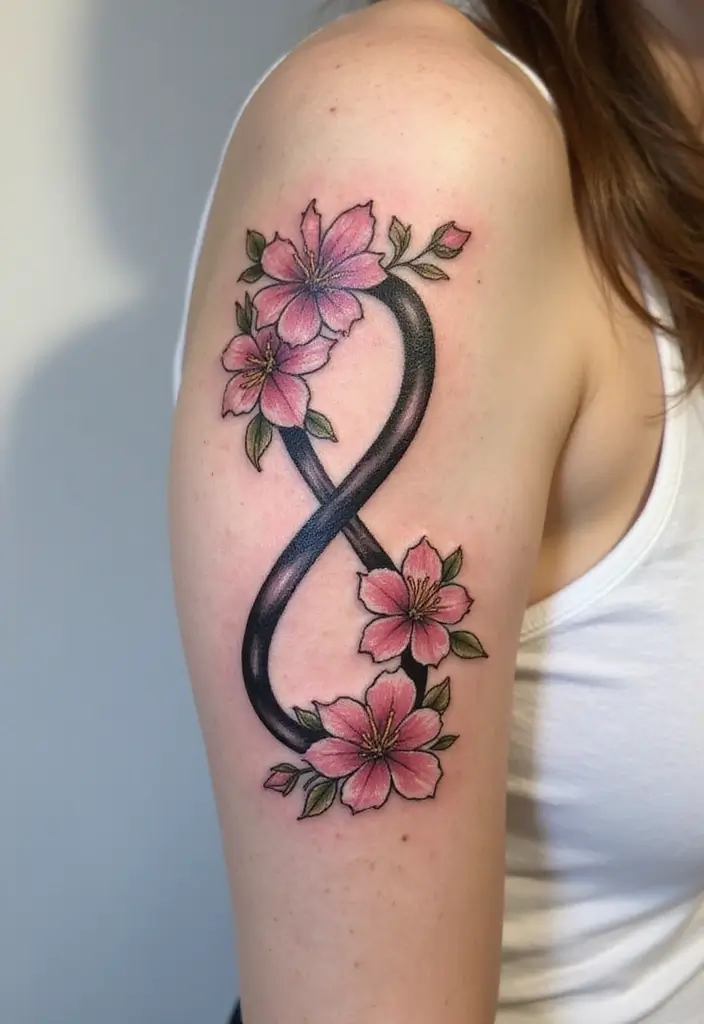 31+ Tattoos For Women Half Sleeve: Stunning Artistic Concepts - 29. Floral Infinity