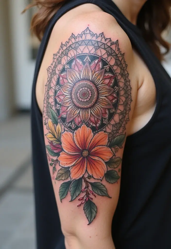 31+ Tattoos For Women Half Sleeve: Stunning Artistic Concepts - 3. Floral Mandala