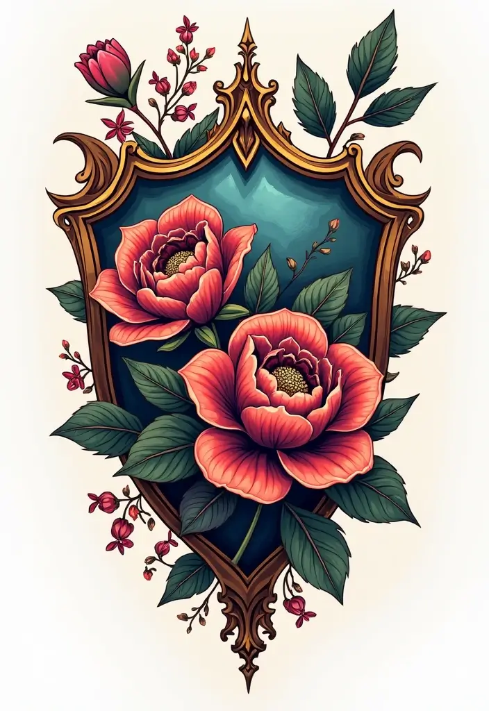 31+ Tattoos For Women Half Sleeve: Stunning Artistic Concepts - 31. Floral Shield