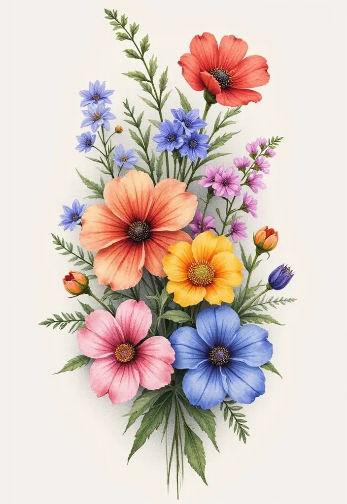 31+ Tattoos For Women Half Sleeve: Stunning Artistic Concepts - 4. Watercolor Wildflowers